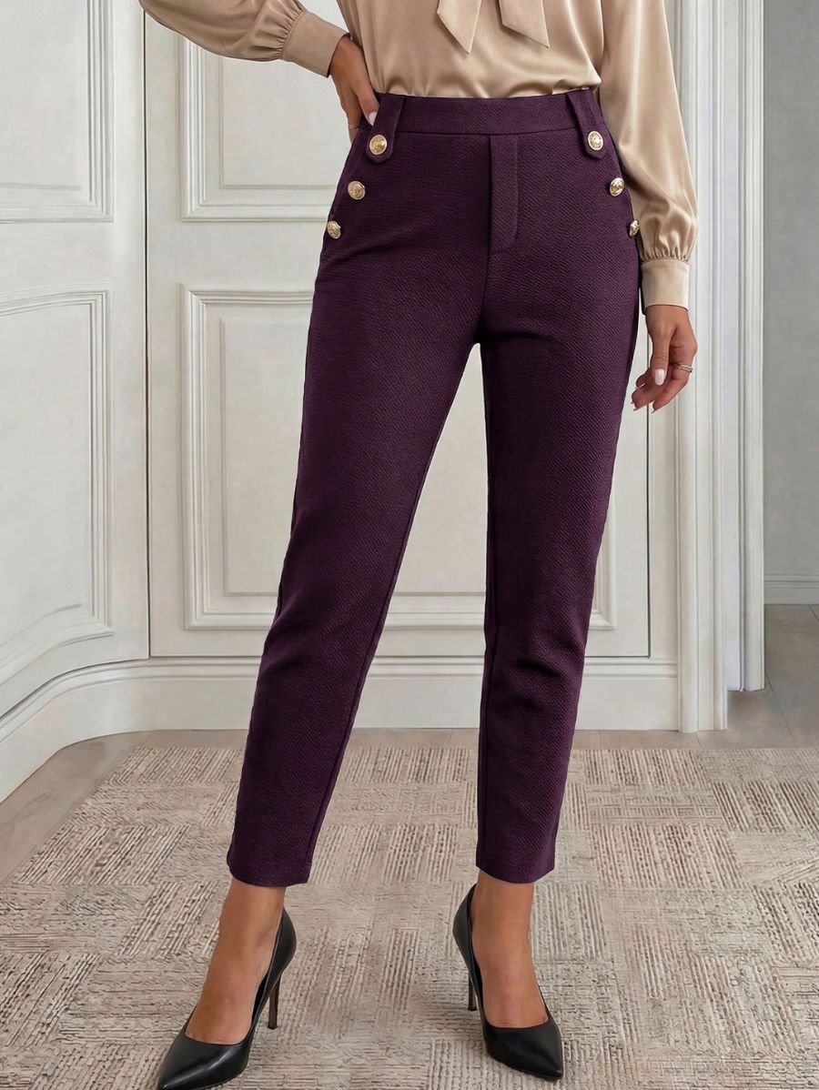 Pantalón Con Detalle De Botones Dorados Pantalon 19 ZAPRINI Violeta S 