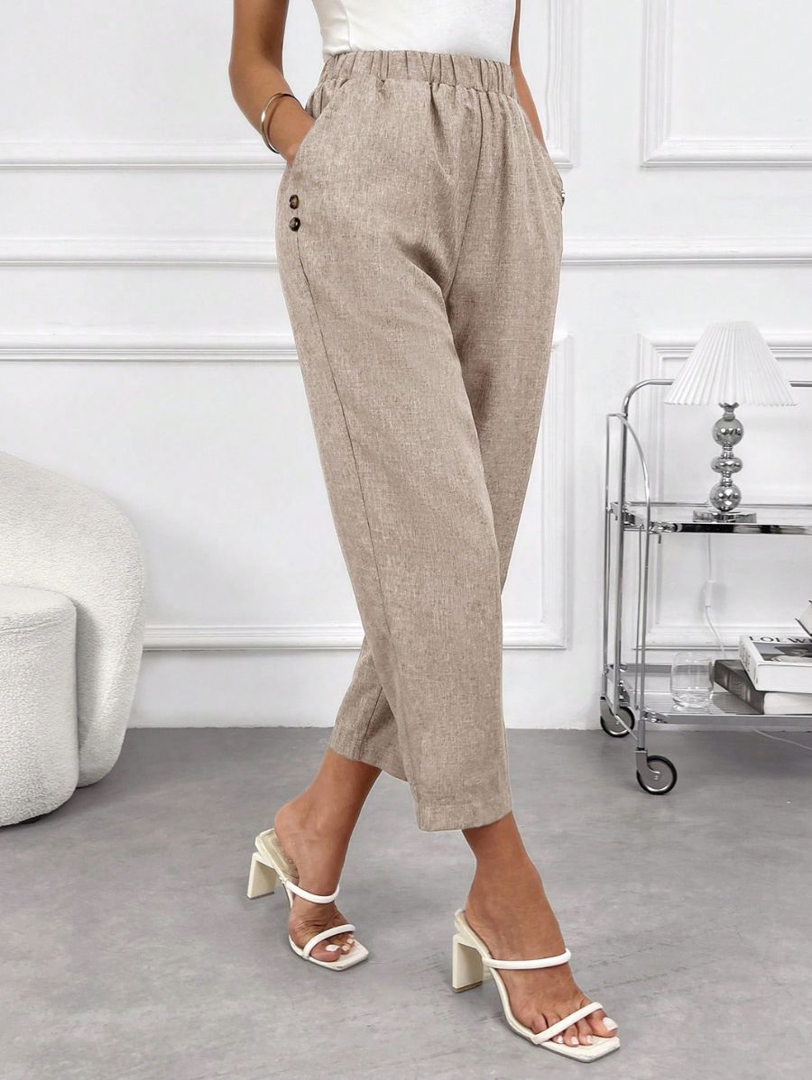 Pantalón Con Detalle De Botones y Cintura Elástica Pantalon 04 ZAPRINI S 
