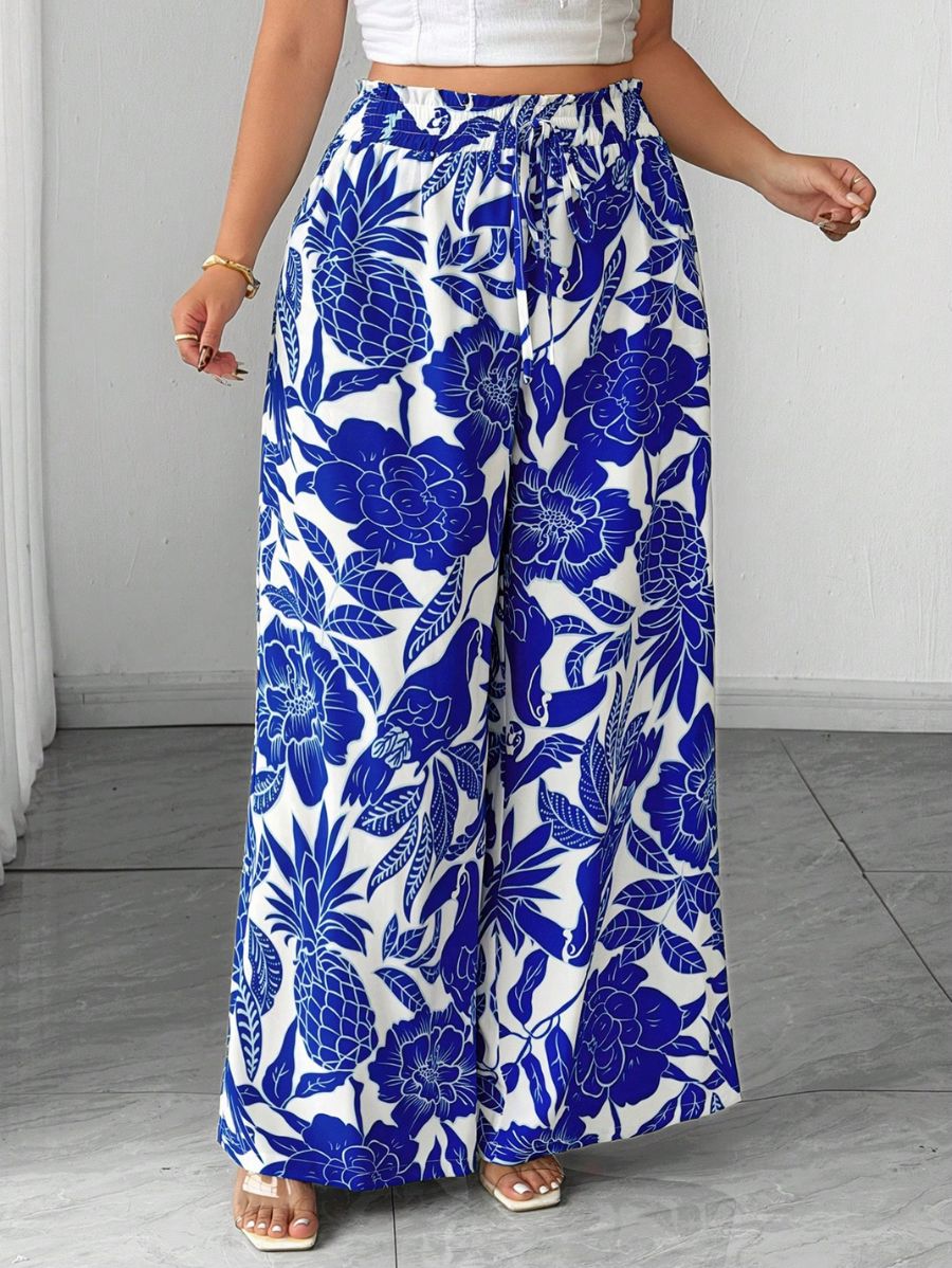 Pantalón Con Estampado Floral Plus Size Pantalon Plus Size 16 ZAPRINI 