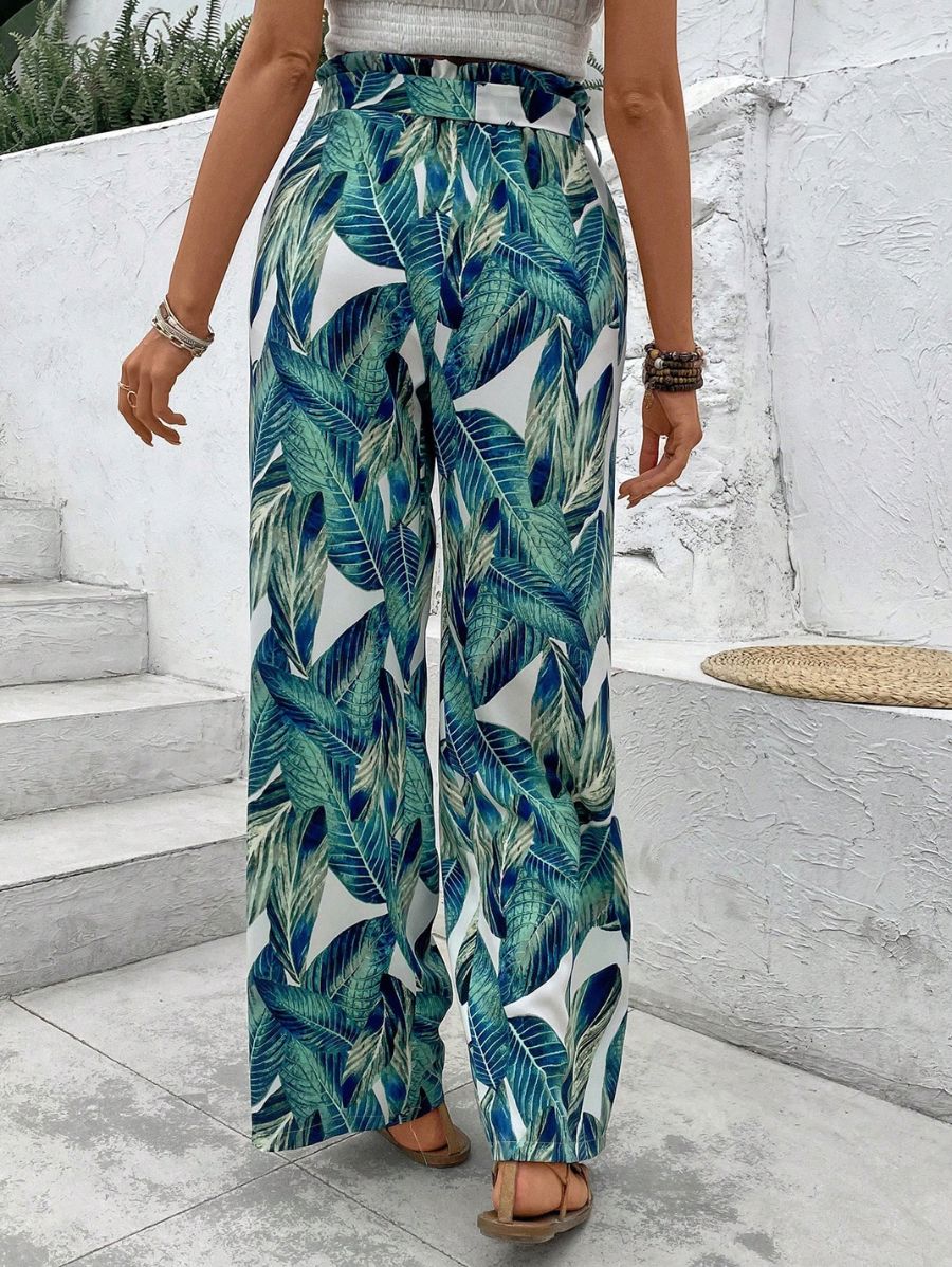Pantalón De Cintura Alta Con Estampado De Hojas Pantalon 21 ZAPRINI XS 
