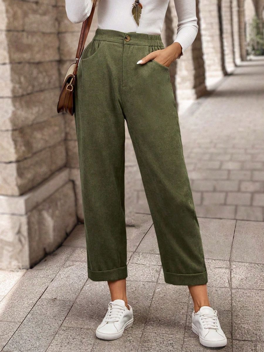 Pantalón De Pana Con Bolsillos Pantalon 06 ZAPRINI Verde S 