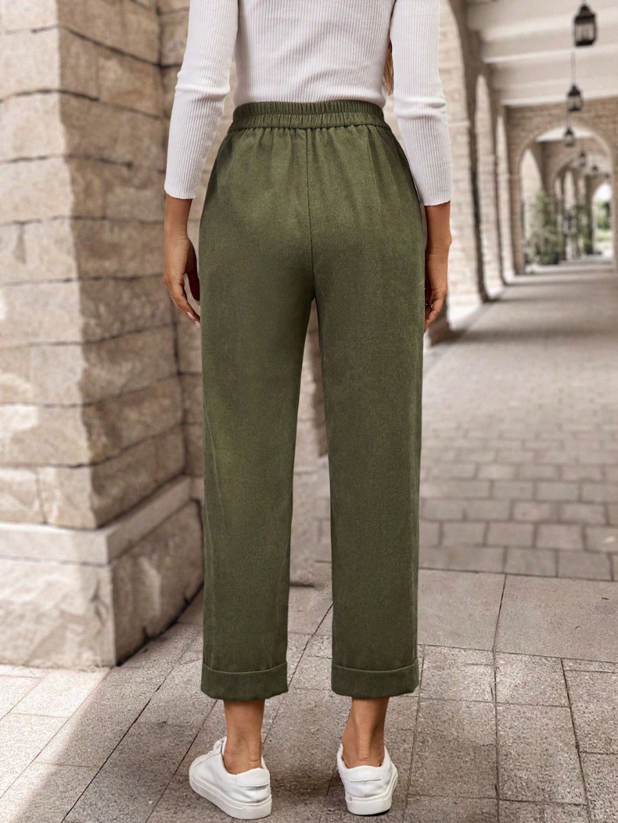 Pantalón De Pana Con Bolsillos Pantalon 06 ZAPRINI Verde S 