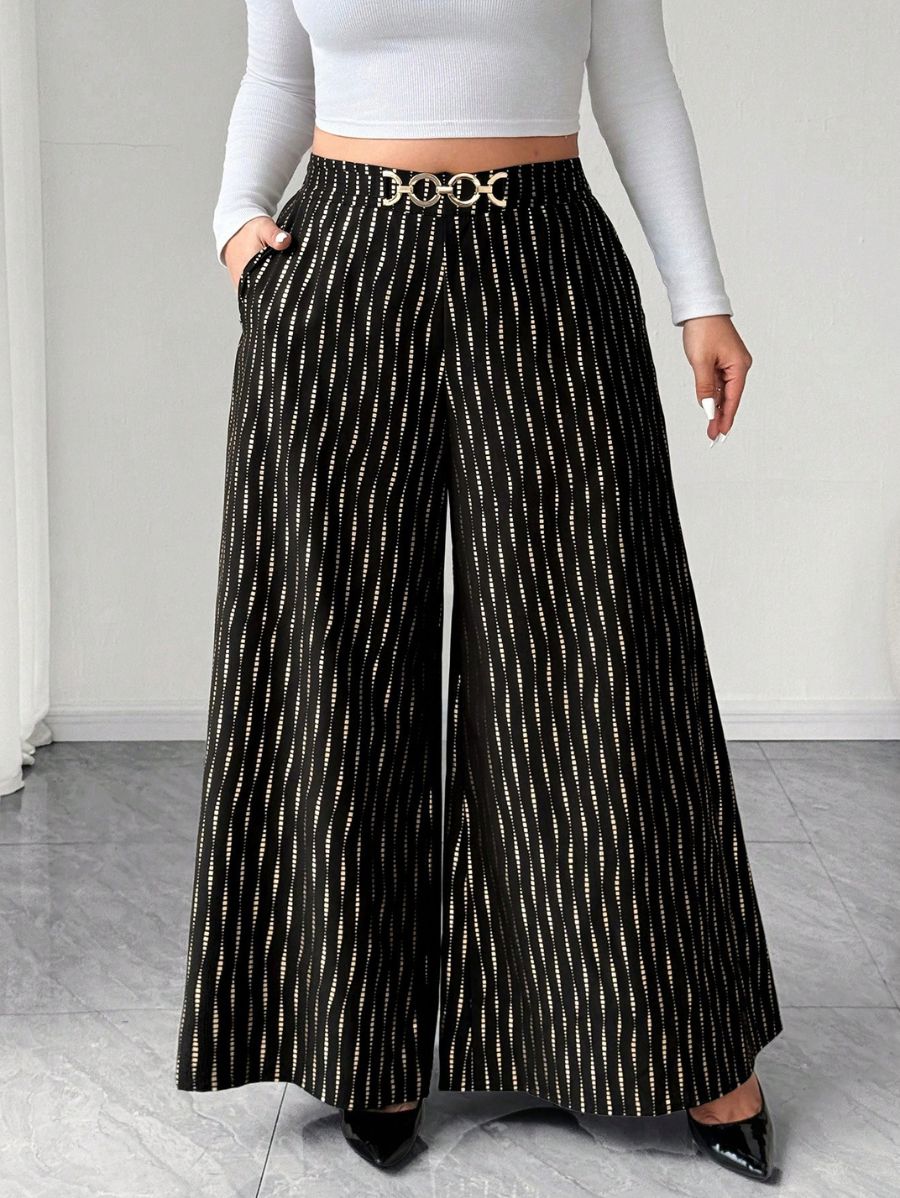 Pantalón Estampado Con Detalle Metálico Plus Size Pantalon Plus Size 13 ZAPRINI 0XL 