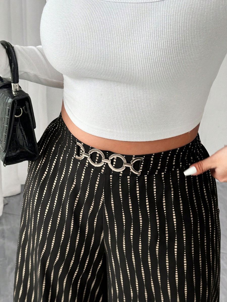 Pantalón Estampado Con Detalle Metálico Plus Size Pantalon Plus Size 13 ZAPRINI 