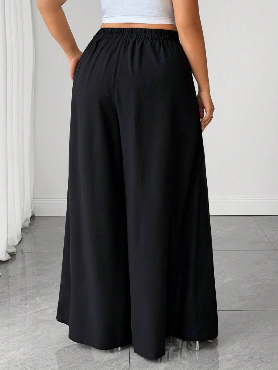 Pantalón Holgado Con Bordado Floral Plus Size Pantalon Plus Size 12 ZAPRINI 