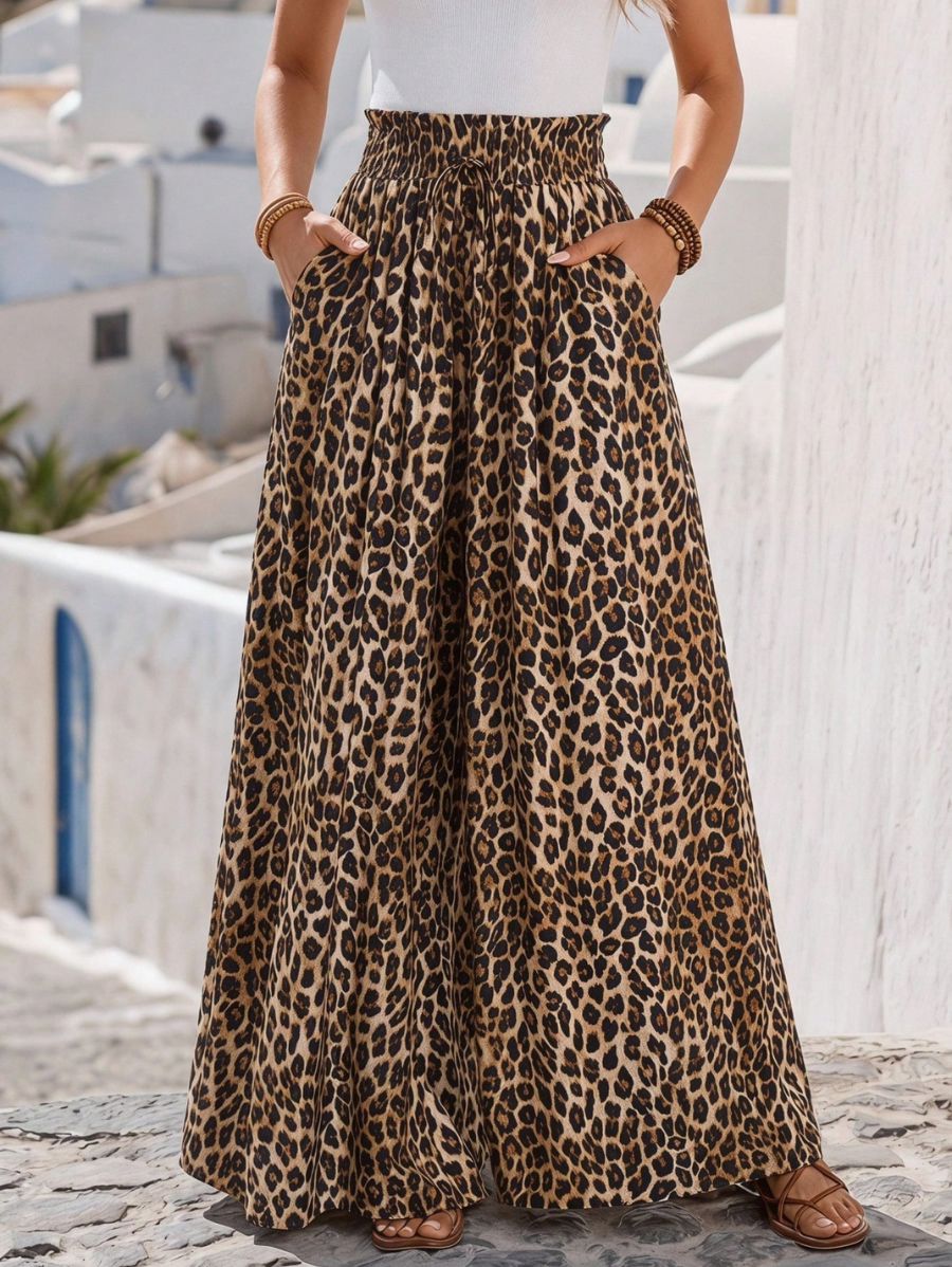 Pantalón Holgado Con Cintura Elástica Leopardo Pantalon 07 ZAPRINI XS 