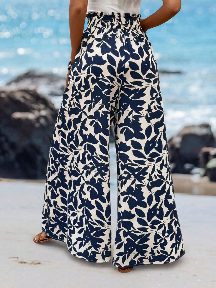 Pantalón Holgado Con Estampado De Plantas Pantalon 12 ZAPRINI S 