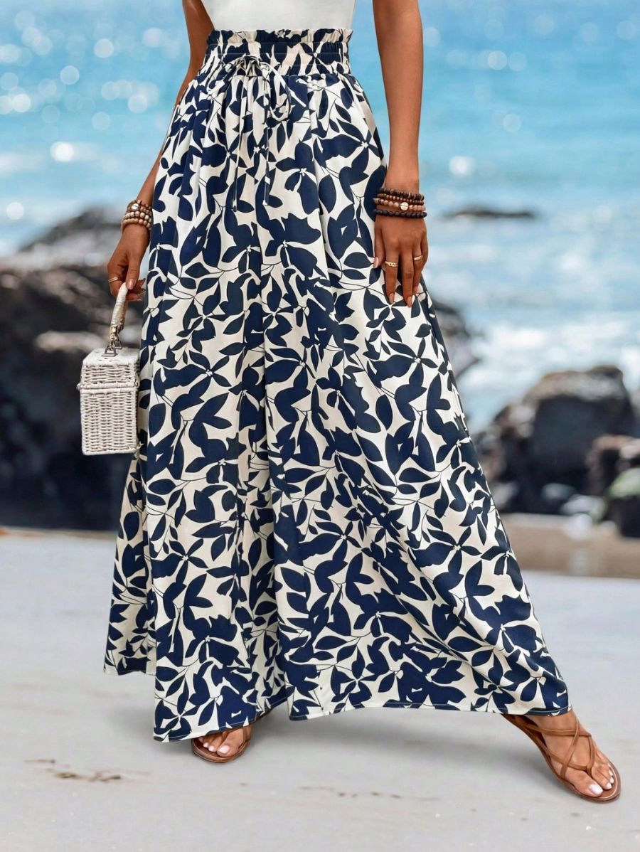 Pantalón Holgado Con Estampado De Plantas Pantalon 12 ZAPRINI 