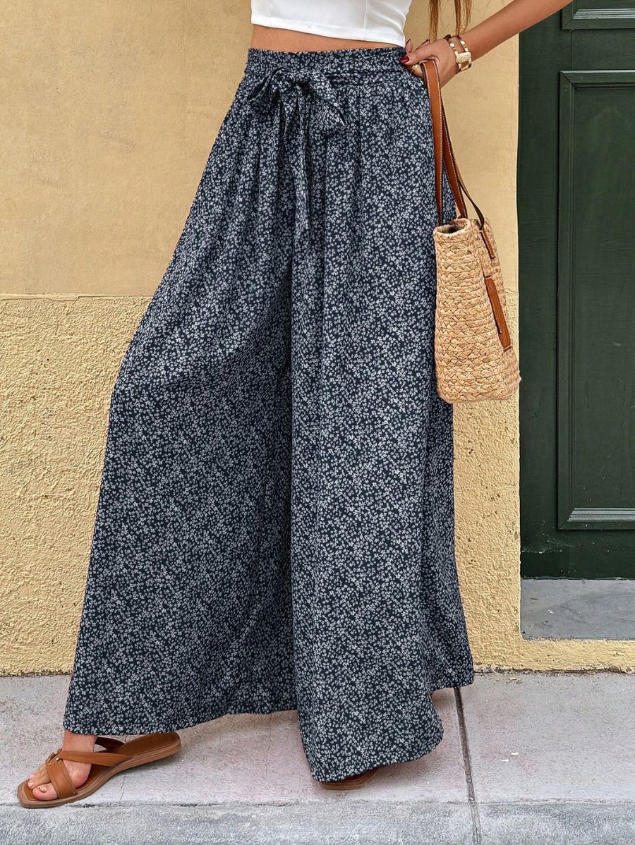 Pantalón Holgado Con Estampado Floral Pantalon 01 ZAPRINI 