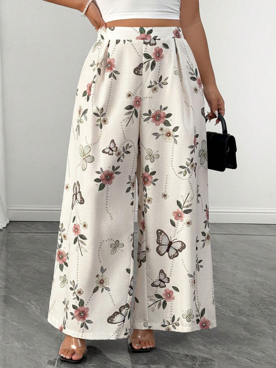 Pantalón Holgado Con Estampado Floral Plus Size Pantalon Plus Size 14 ZAPRINI 0XL 