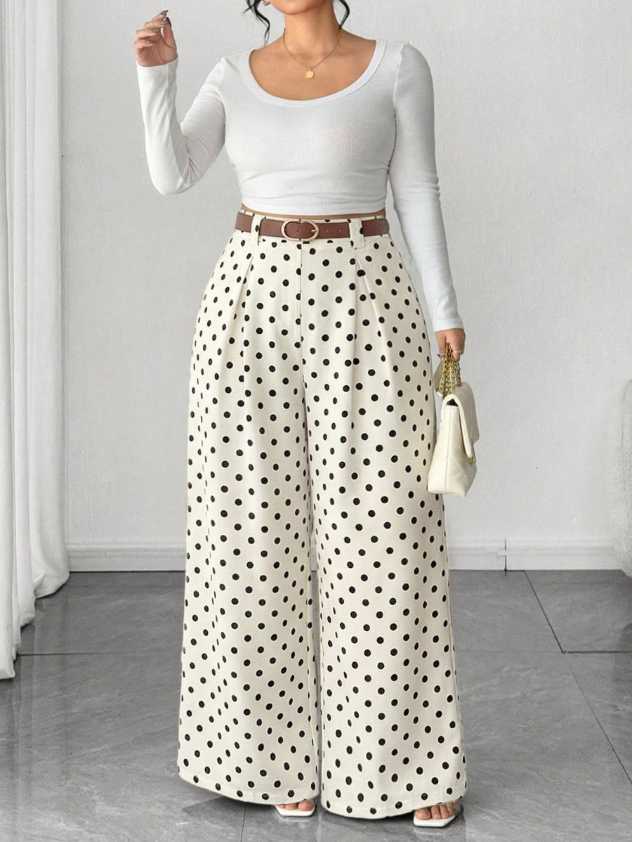 Pantalón Holgado Con Lunares Plus Size Pantalon Plus Size 19 ZAPRINI 