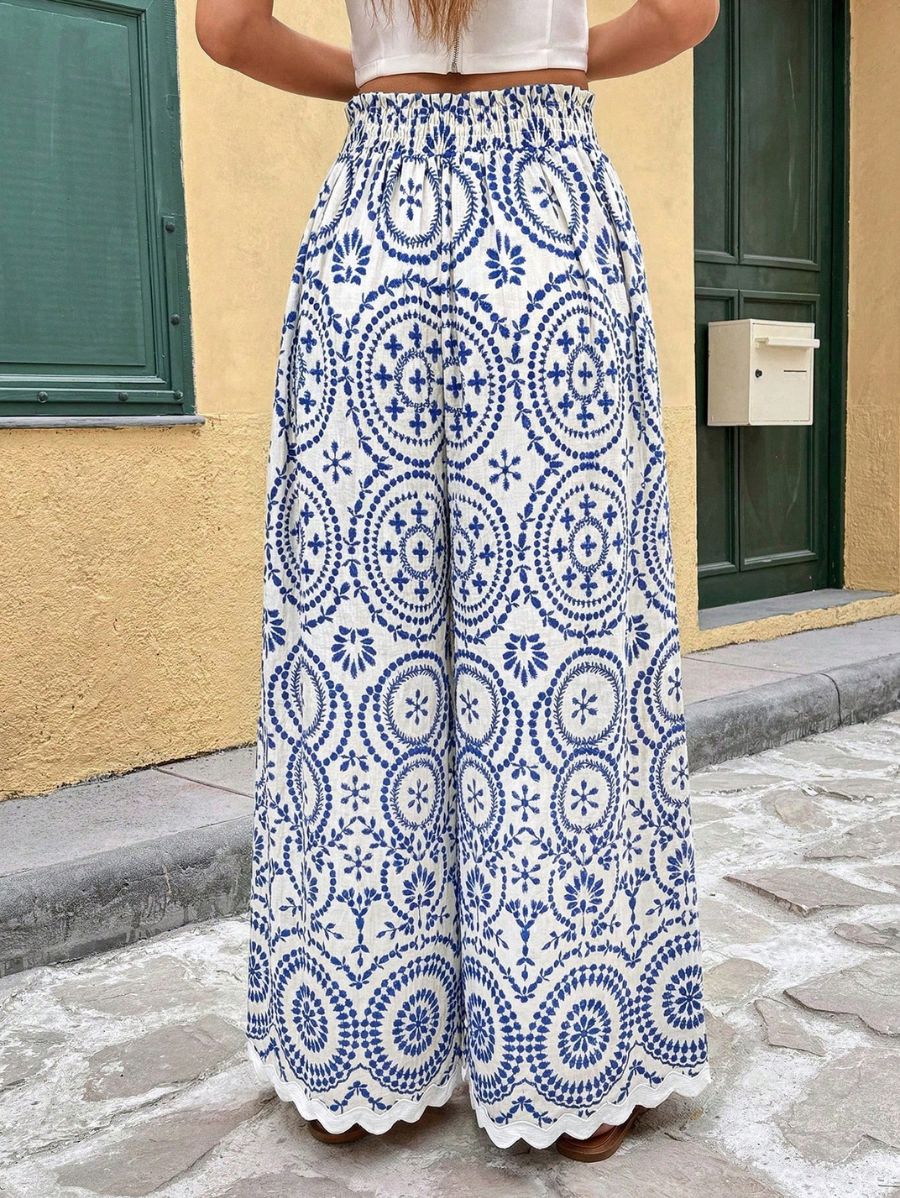 Pantalón Holgado Estampado Con Lazo Pantalon 22 ZAPRINI XS 