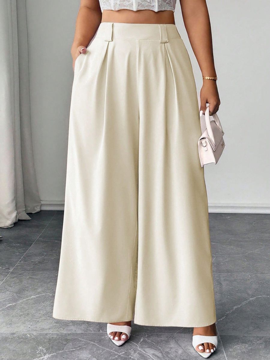 Pantalón Holgado Unicolor Plus Size Pantalon Plus Size 11 ZAPRINI Beige 0XL 