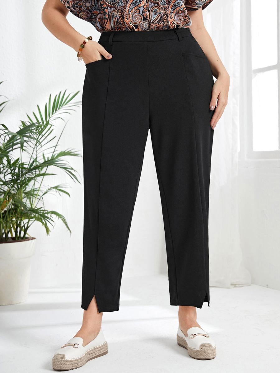 Pantalón Liso Con Bolsillos Plus Size Pantalon Plus Size 08 ZAPRINI 0XL 
