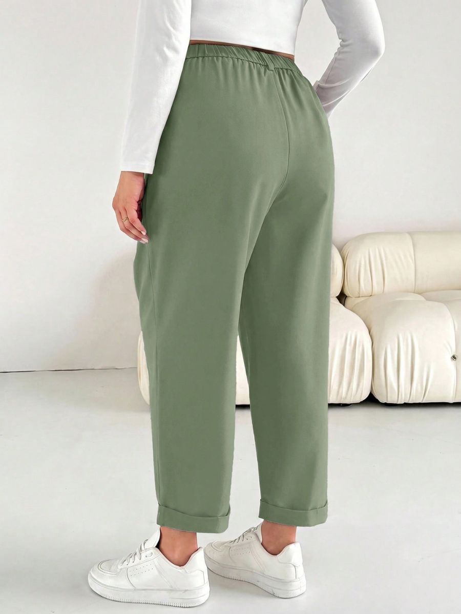 Pantalón Liso Con Cintura Elástica Plus Size Pantalon Plus Size 02 ZAPRINI 