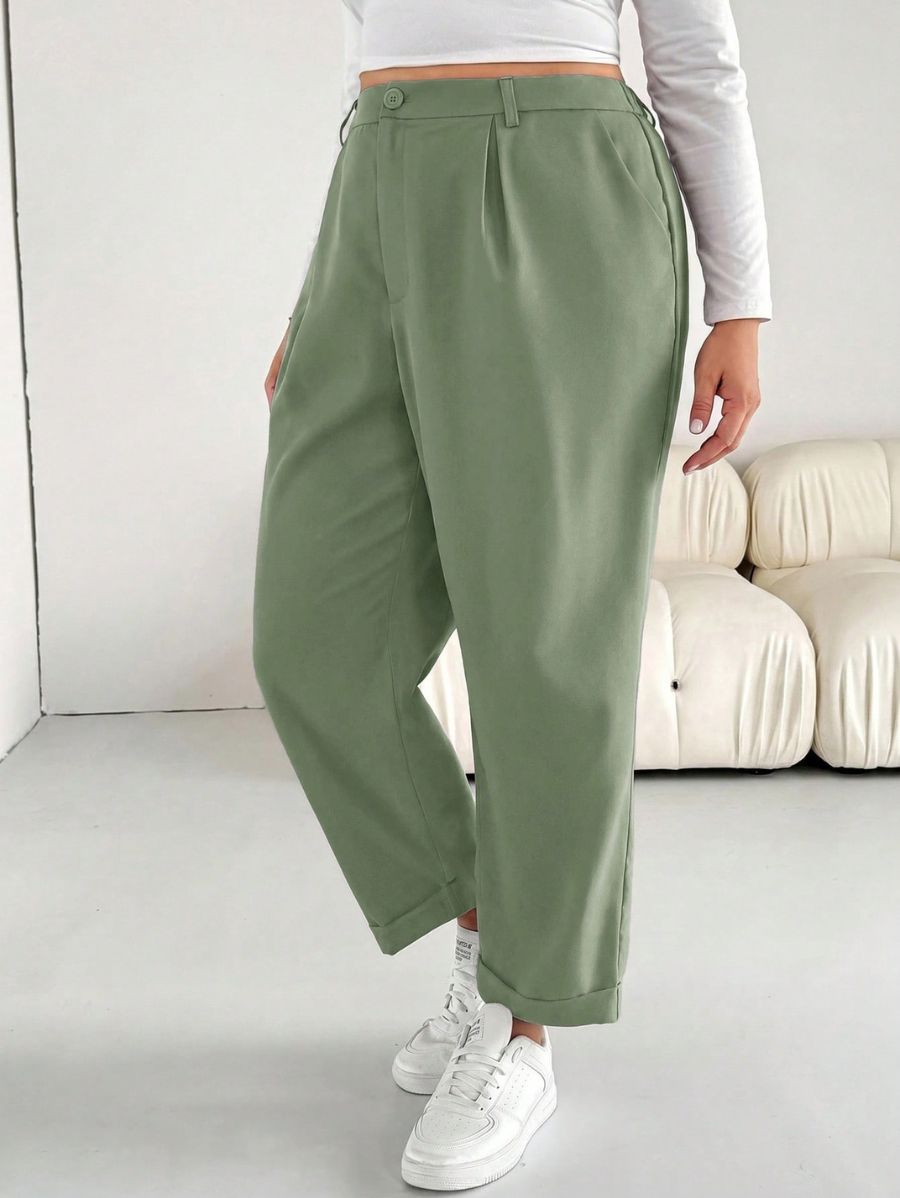 Pantalón Liso Con Cintura Elástica Plus Size Pantalon Plus Size 02 ZAPRINI 