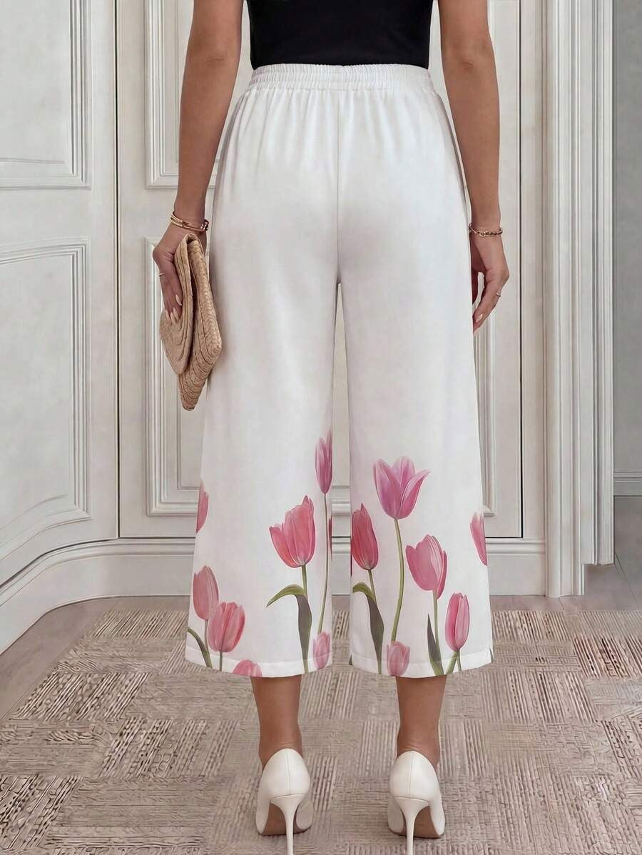 Pantalón Recto Con Estampado De Lirios Pantalon 18 ZAPRINI S 