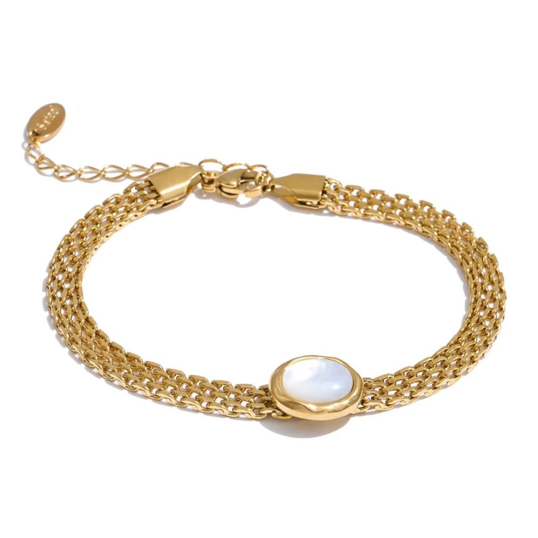 Pulsera Con Cadena De Piedras Naturales Enchapado En Oro 18K Pulsera 04 ZAPRINI Oro 