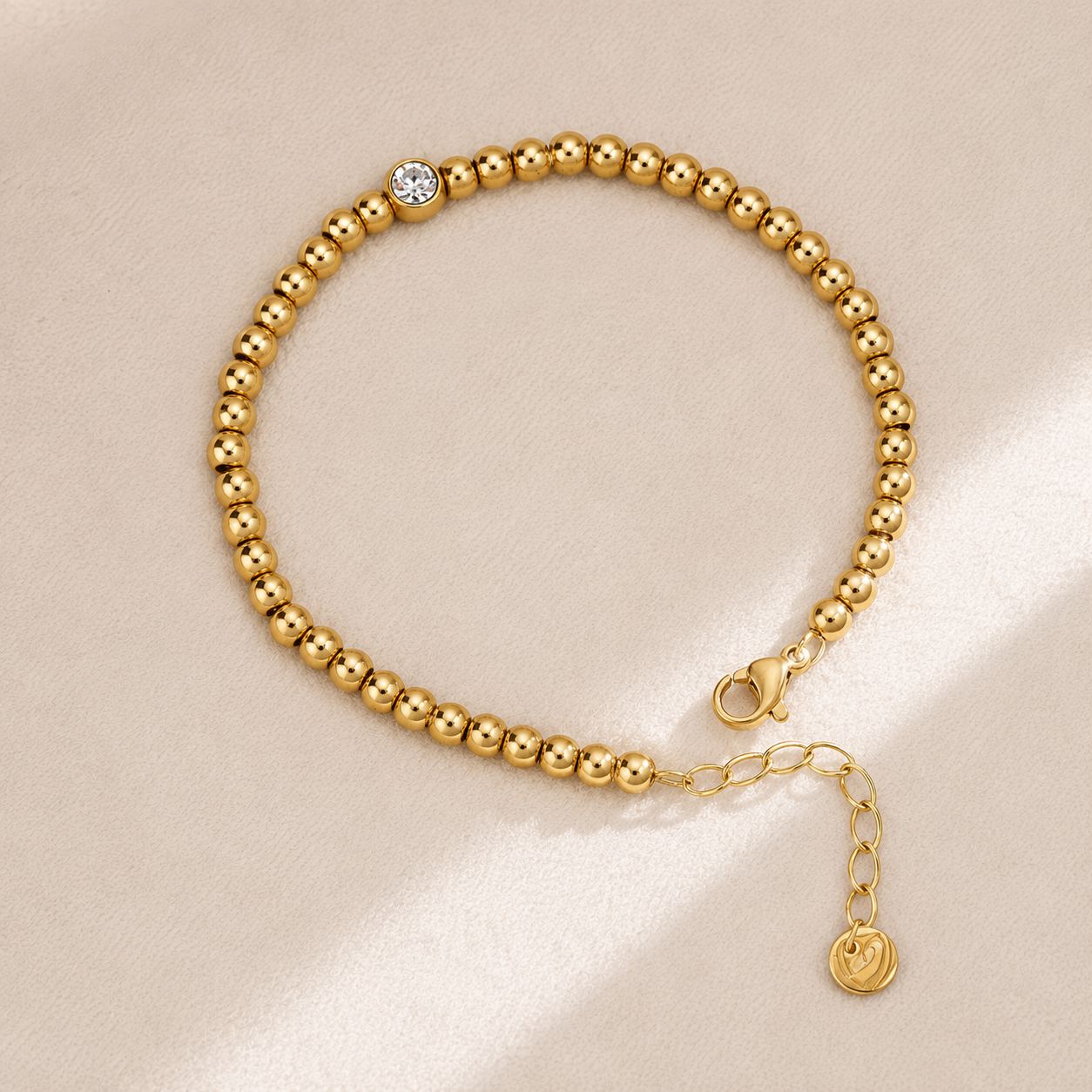 Pulsera Con Cuentas y Circonia Enchapado En Oro 18K Pulsera 01 ZAPRINI 