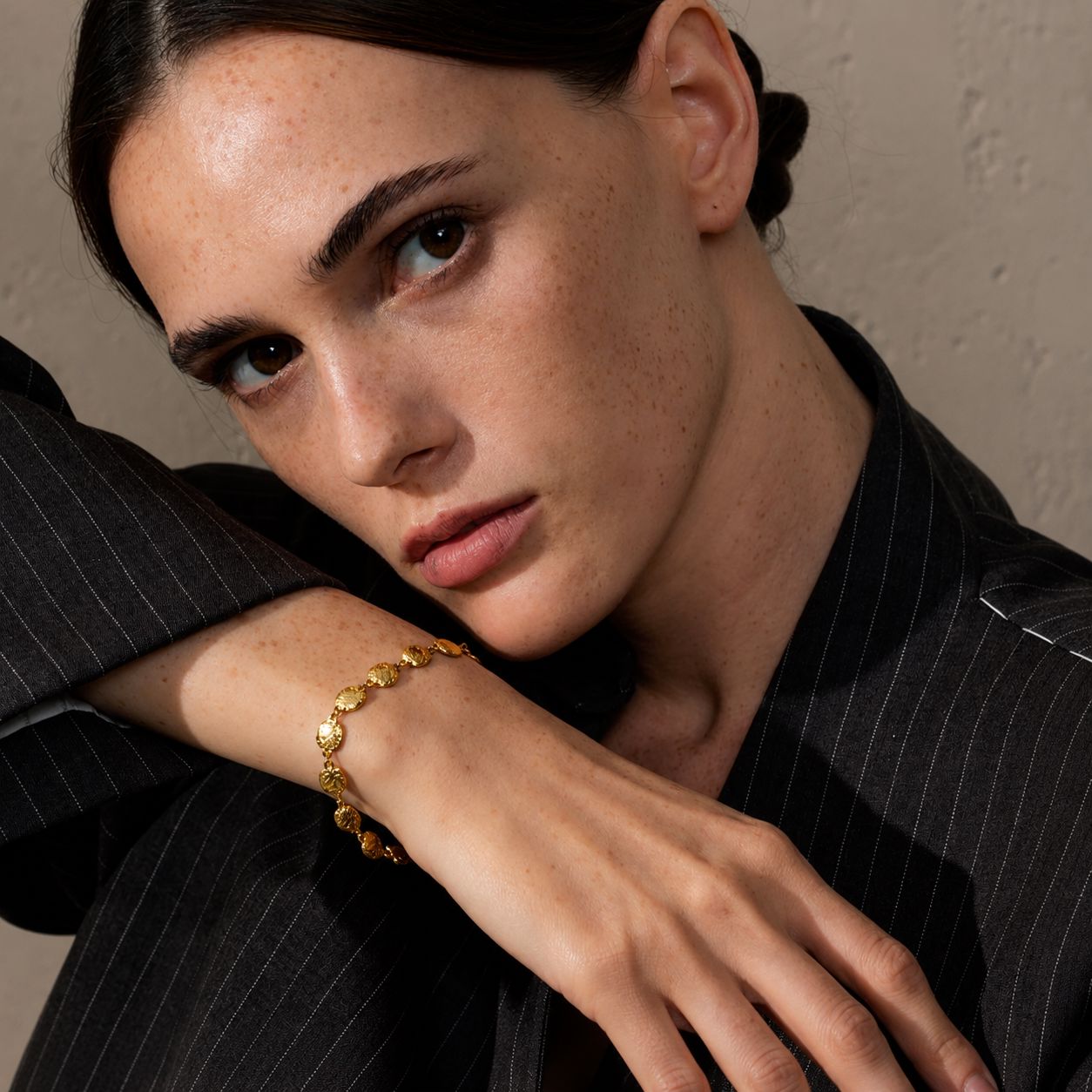 Pulsera De Cadena Cuadrada Enchapado En Oro 18K Pulsera 04 ZAPRINI 