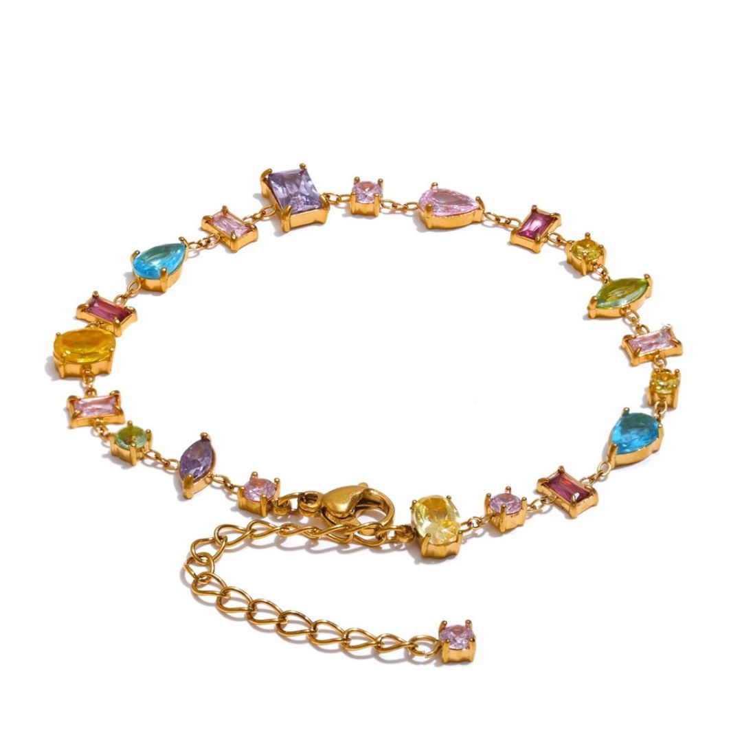 Pulsera De Cadena De Circonia Cúbica Enchapado En Oro 18K Pulsera 01 ZAPRINI Oro 