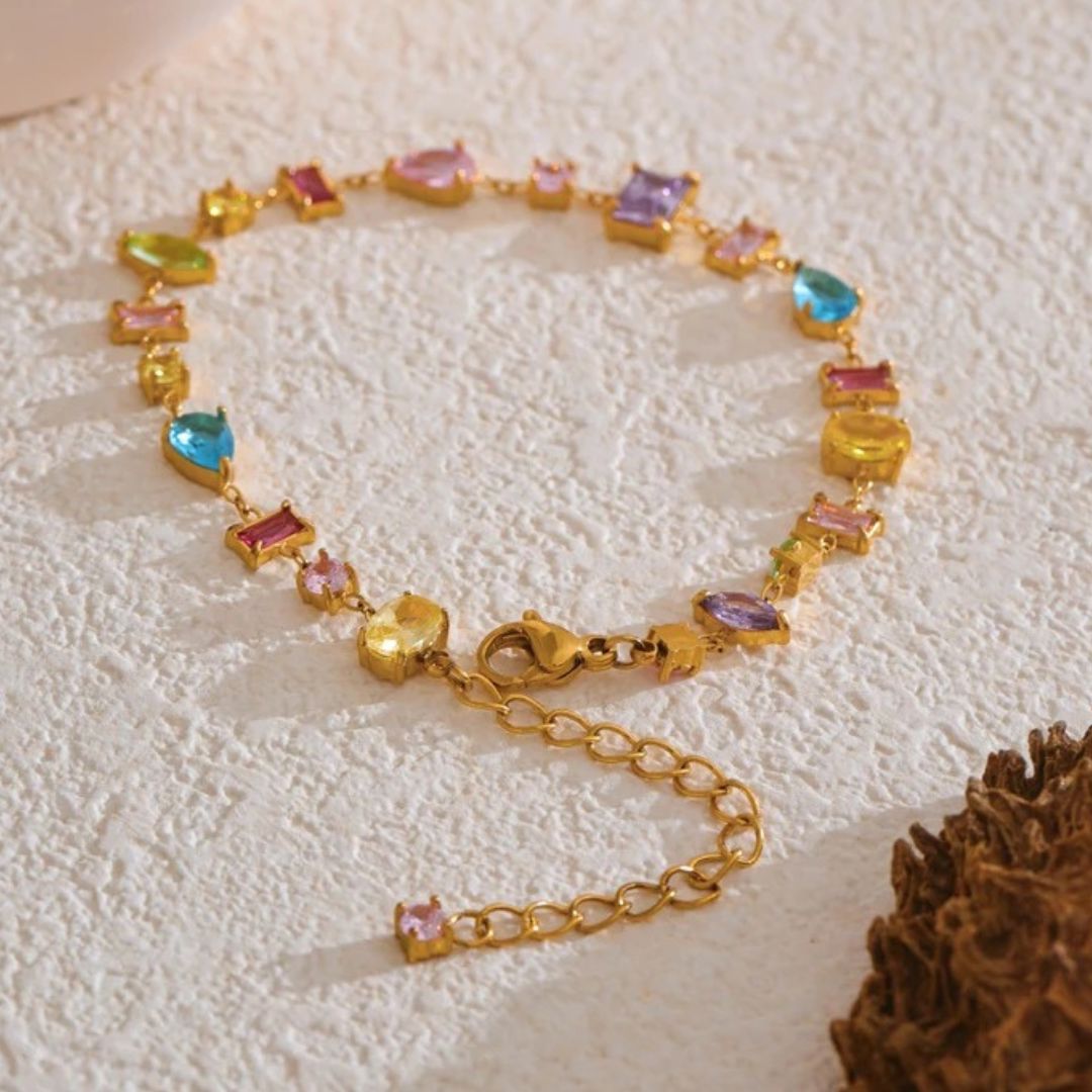 Pulsera De Cadena De Circonia Cúbica Enchapado En Oro 18K Pulsera 01 ZAPRINI 