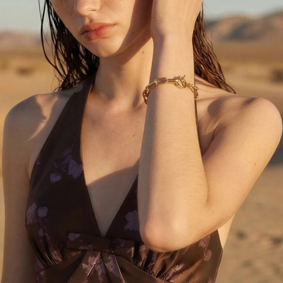 Pulsera De Cadena Enchapado En Oro 18K Pulsera 03 ZAPRINI 