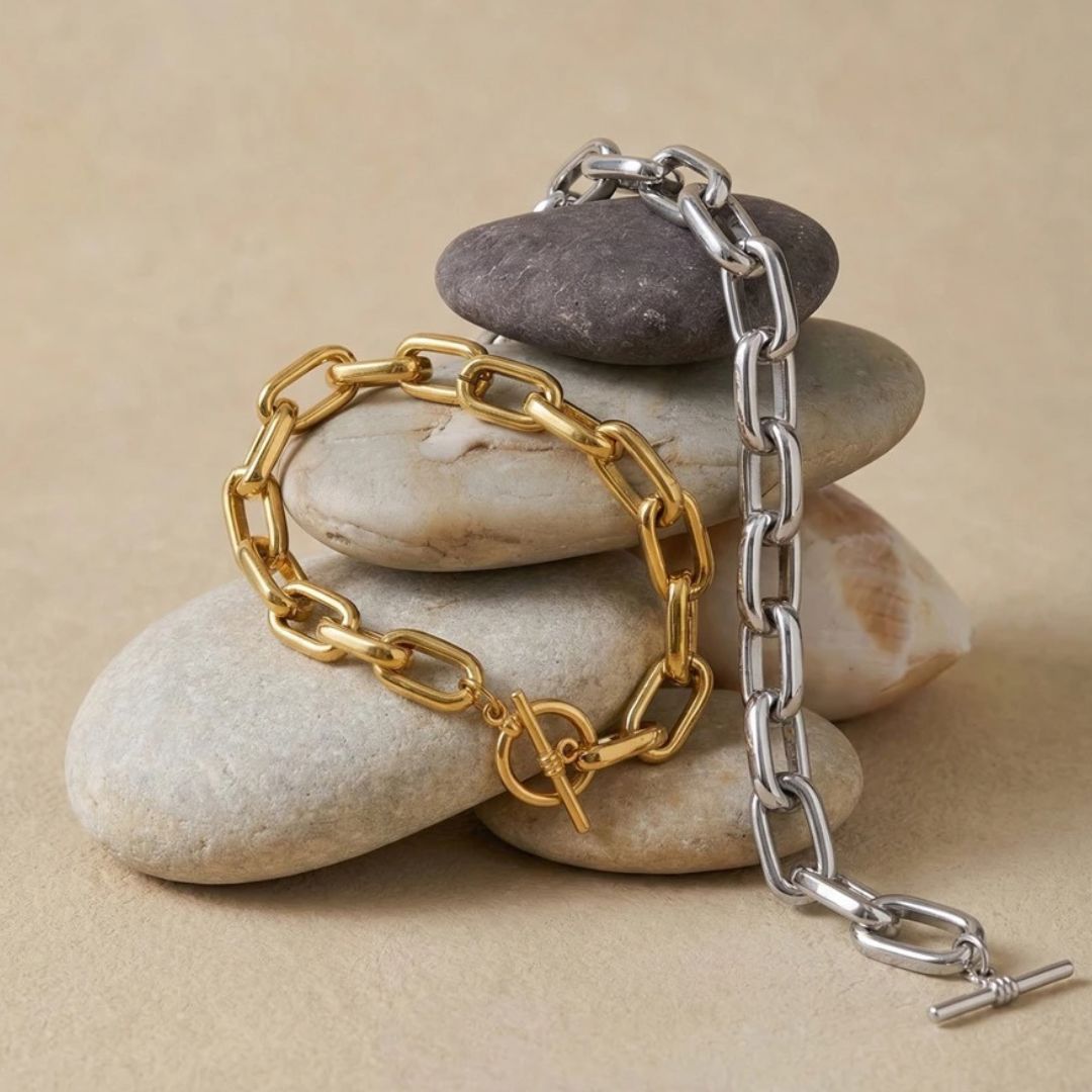 Pulsera De Cadena Enchapado En Oro 18K Pulsera 03 ZAPRINI 