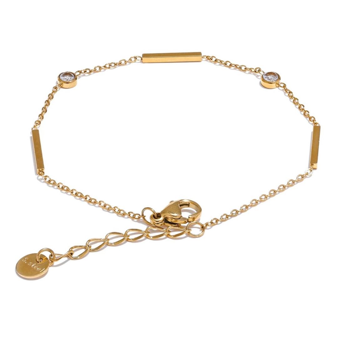 Pulsera De Cadena Fina Con Circonia Enchapado En Oro 18K Pulsera 02 ZAPRINI Oro 