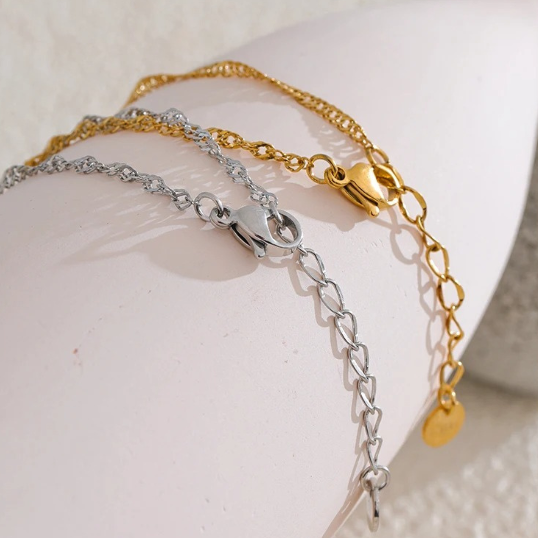 Pulsera De Cadena Fina Enchapado En Oro 18K