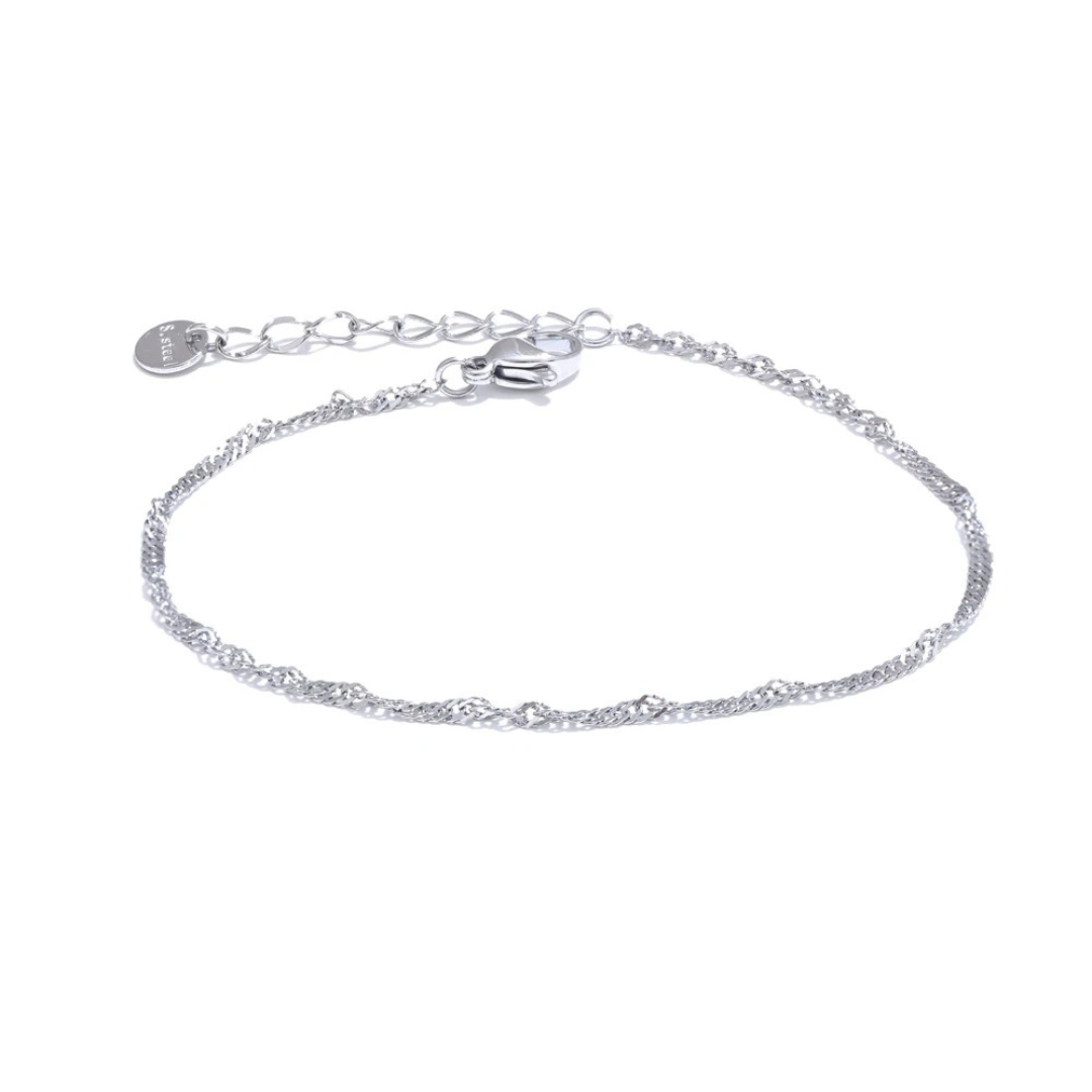 Pulsera De Cadena Fina Enchapado En Oro 18K