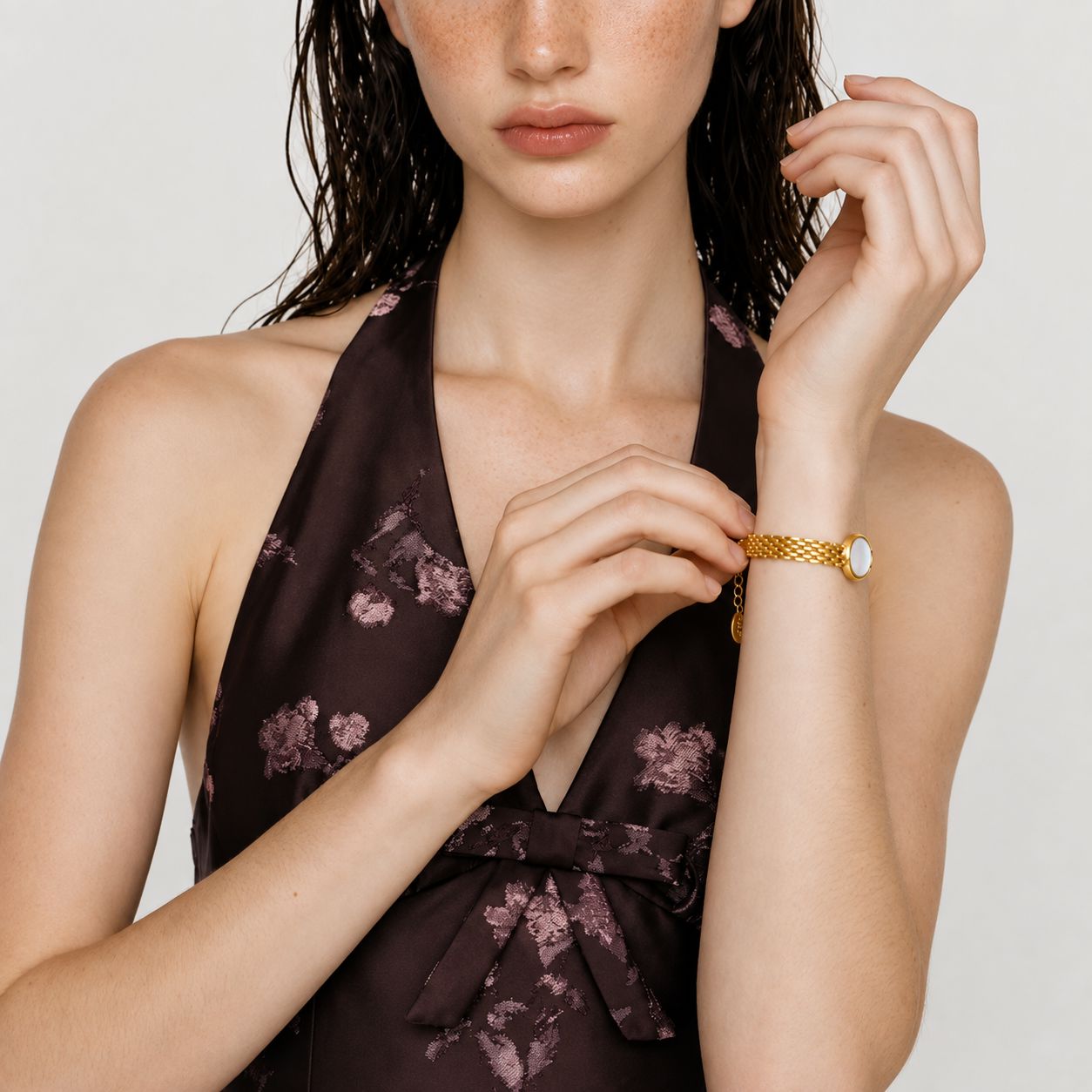 Pulsera De Cadena Gruesa Con Piedra Enchapado En Oro 18K Pulsera 14 ZAPRINI 