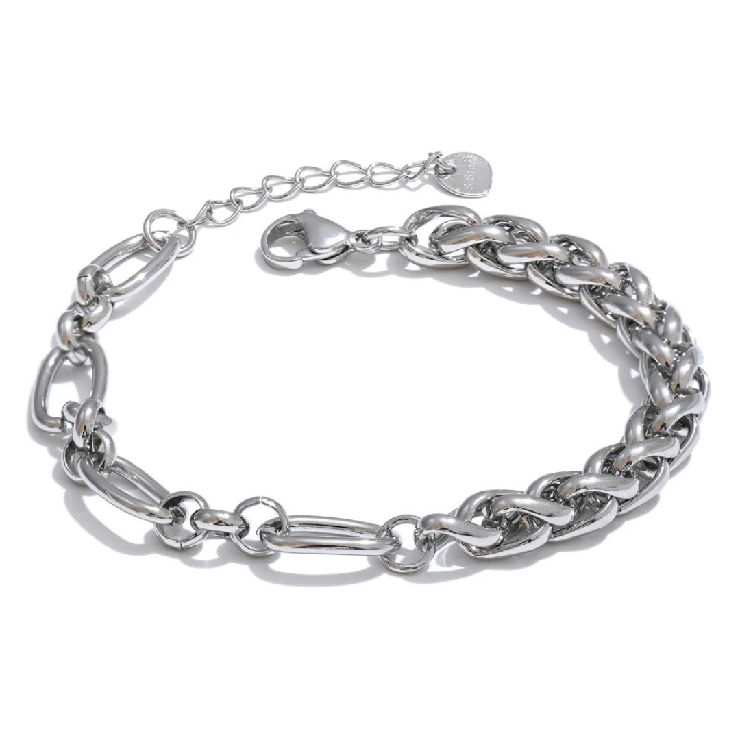 Pulsera De Cadena Mixta Enchapado En Oro 18K
