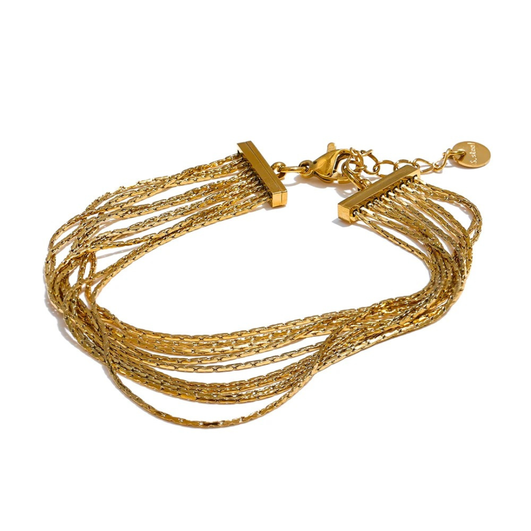 Pulsera Multicapa Enchapado En Oro 18K