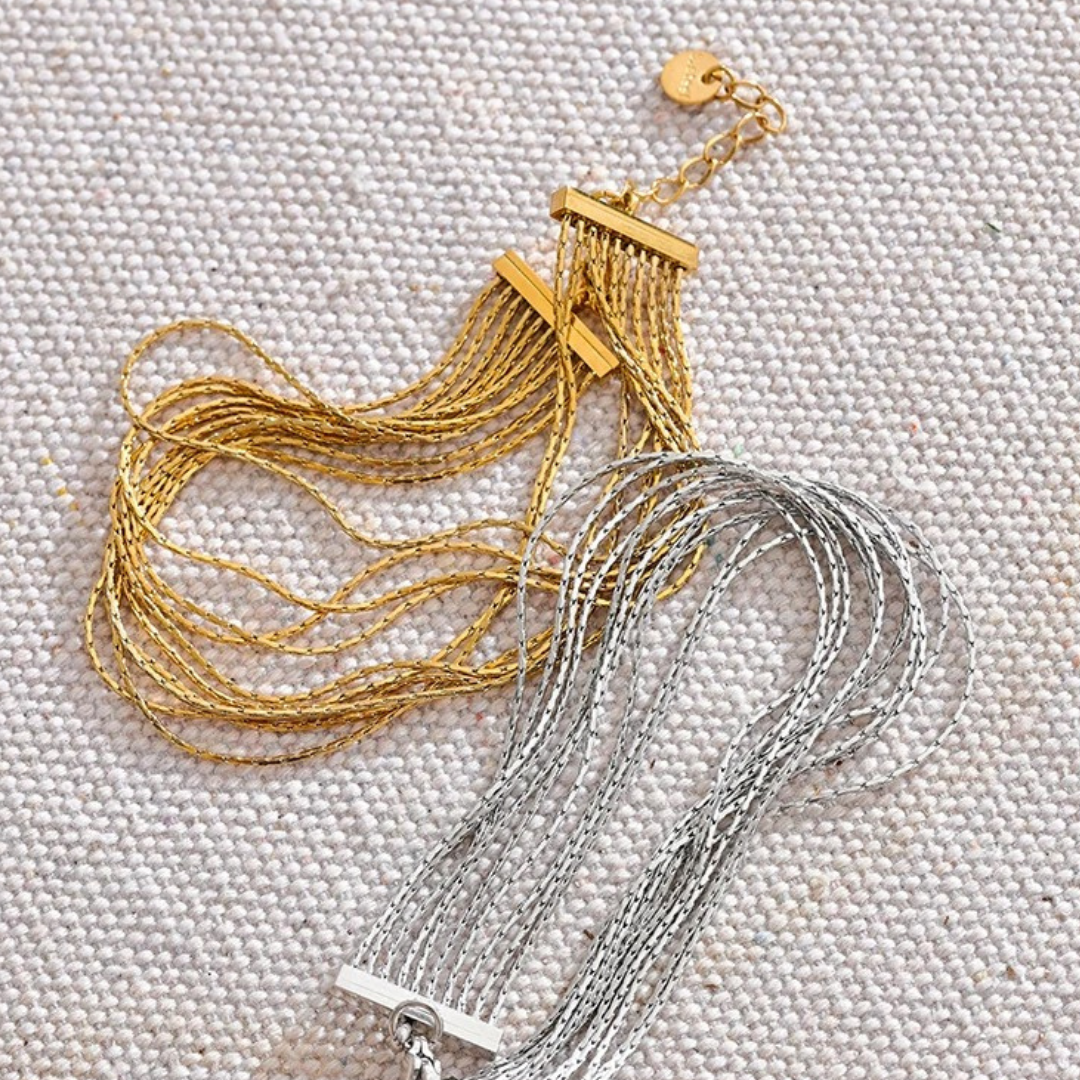 Pulsera Multicapa Enchapado En Oro 18K