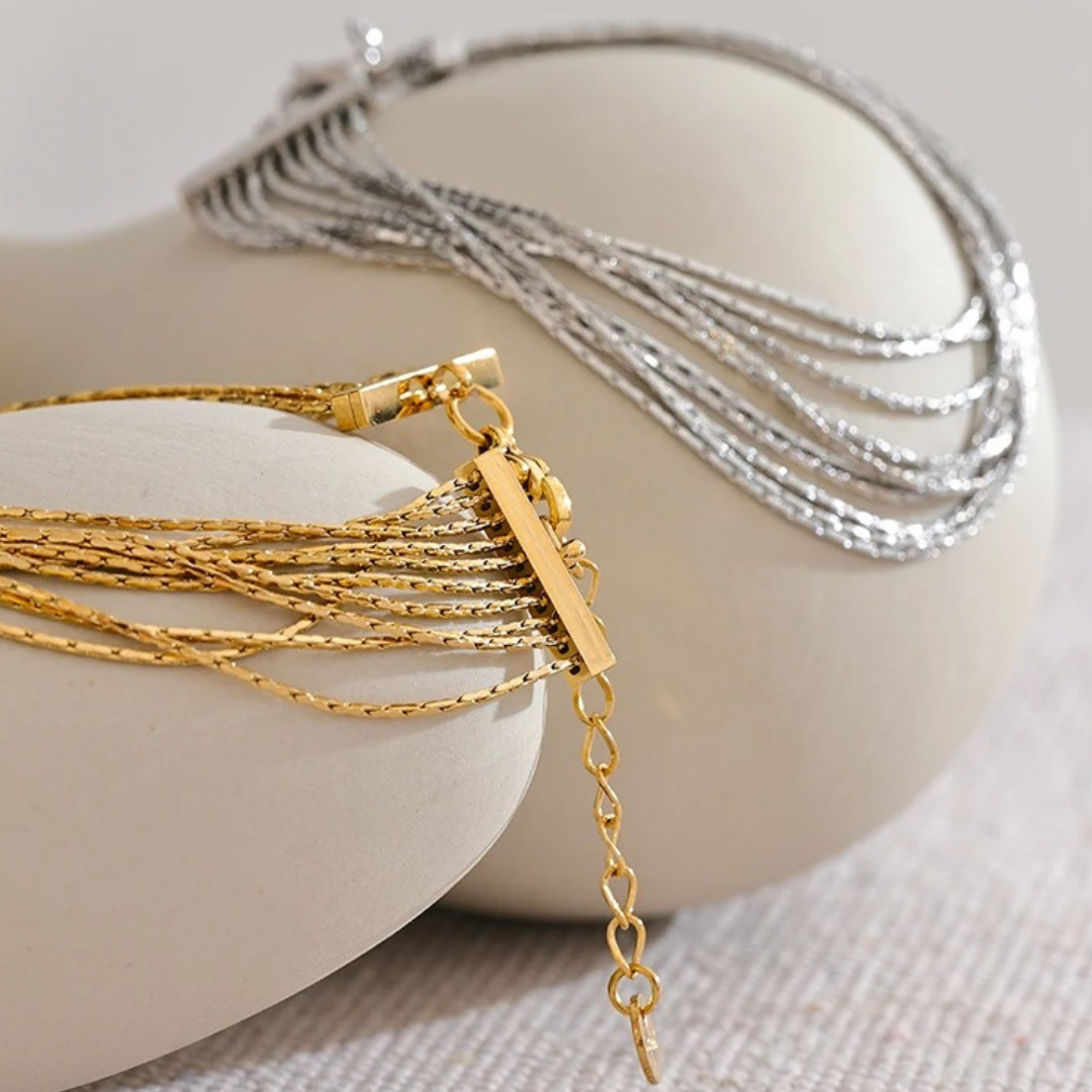 Pulsera Multicapa Enchapado En Oro 18K