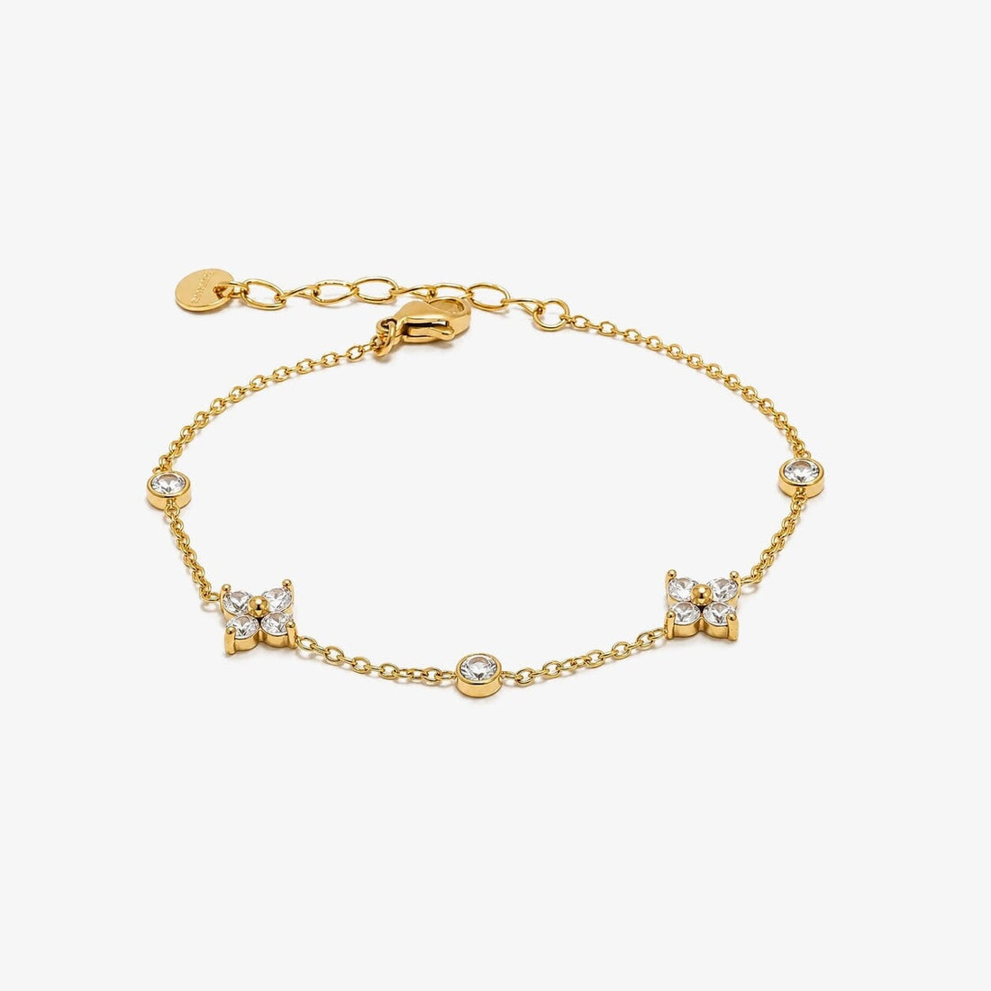Pulsera Con Cadena De Flores De Circonia Enchapado En Oro 18K Pulsera 10 ZAPRINI Oro 