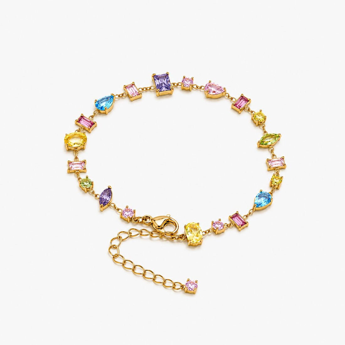 Pulsera Con Circonia Multicolor Enchapado En Oro 18K Pulsera 02 ZAPRINI Oro 