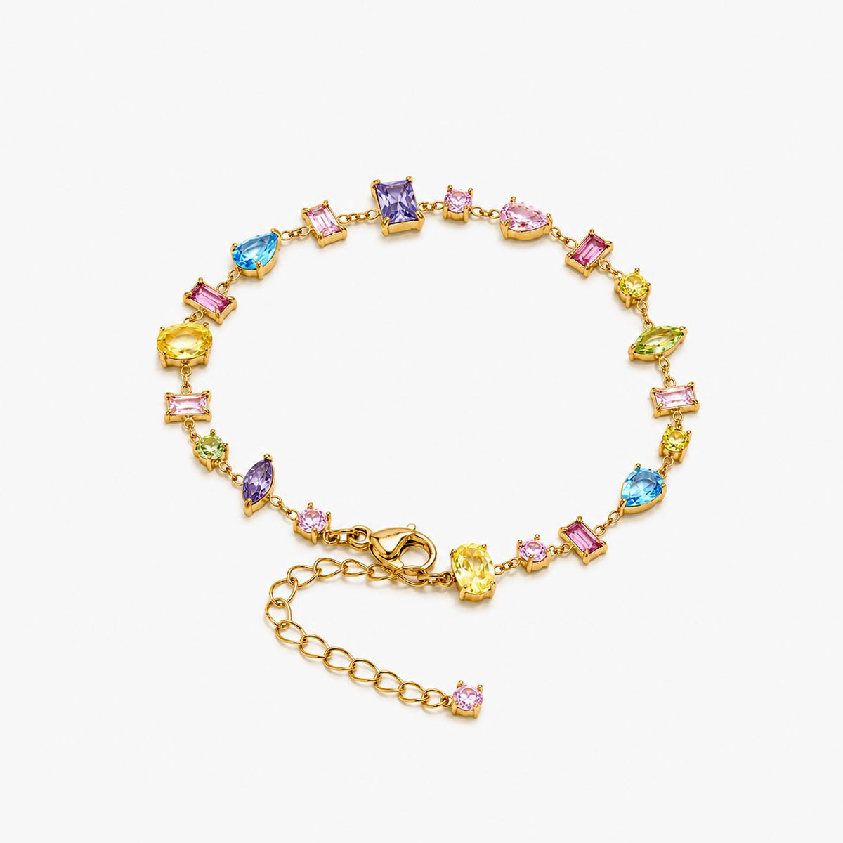 Pulsera Con Circonia Multicolor Enchapado En Oro 18K Pulsera 02 ZAPRINI Oro 