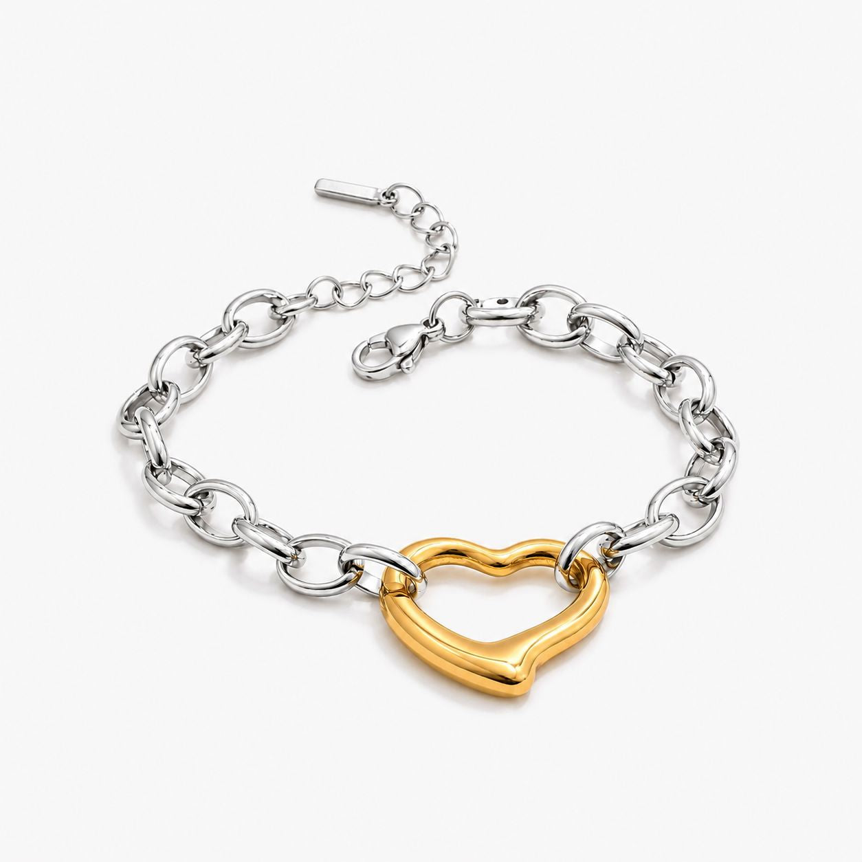 Pulsera Con Corazón Enchapado En Oro 18K Pulsera 06 ZAPRINI Oro y Plata 