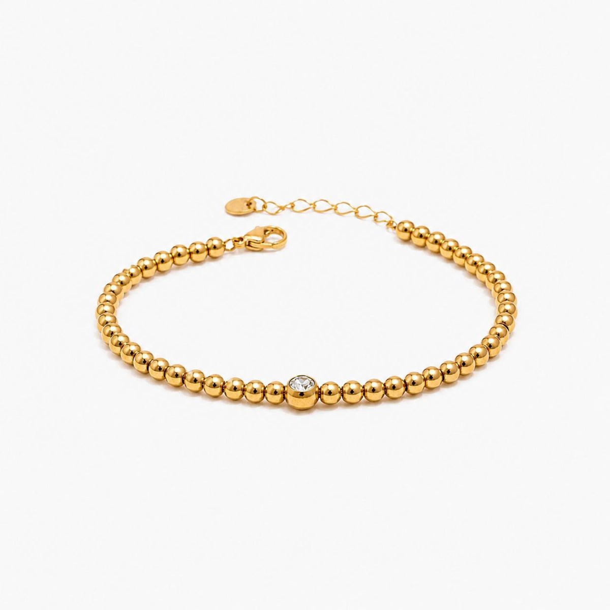 Pulsera Con Cuentas y Circonia Enchapado En Oro 18K Pulsera 01 ZAPRINI Oro 