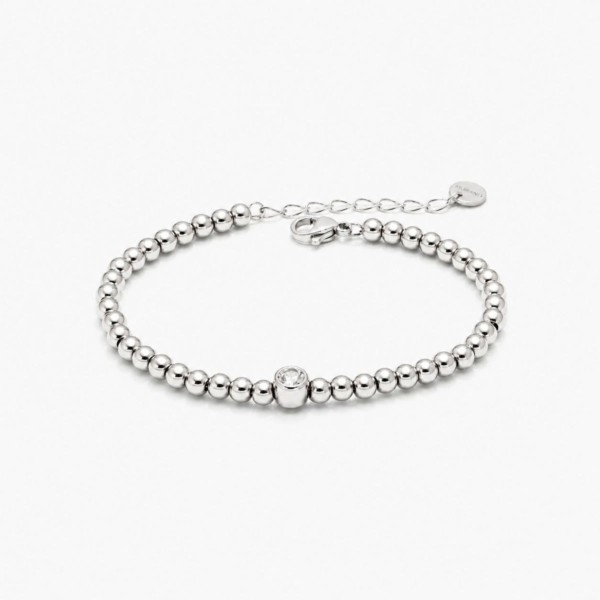 Pulsera Con Cuentas y Circonia Enchapado En Oro 18K Pulsera 01 ZAPRINI Plata 