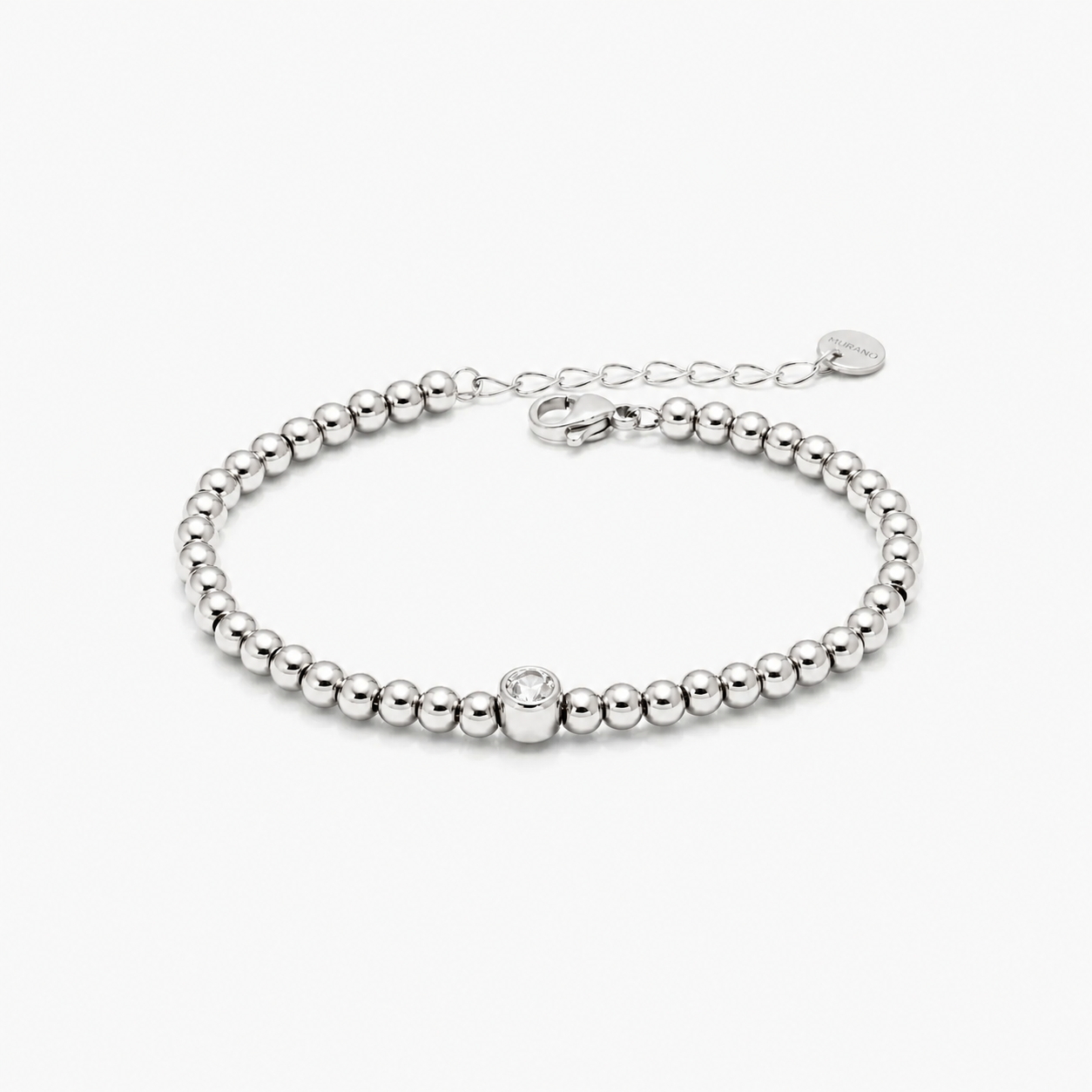 Pulsera Con Cuentas y Circonia Enchapado En Oro 18K