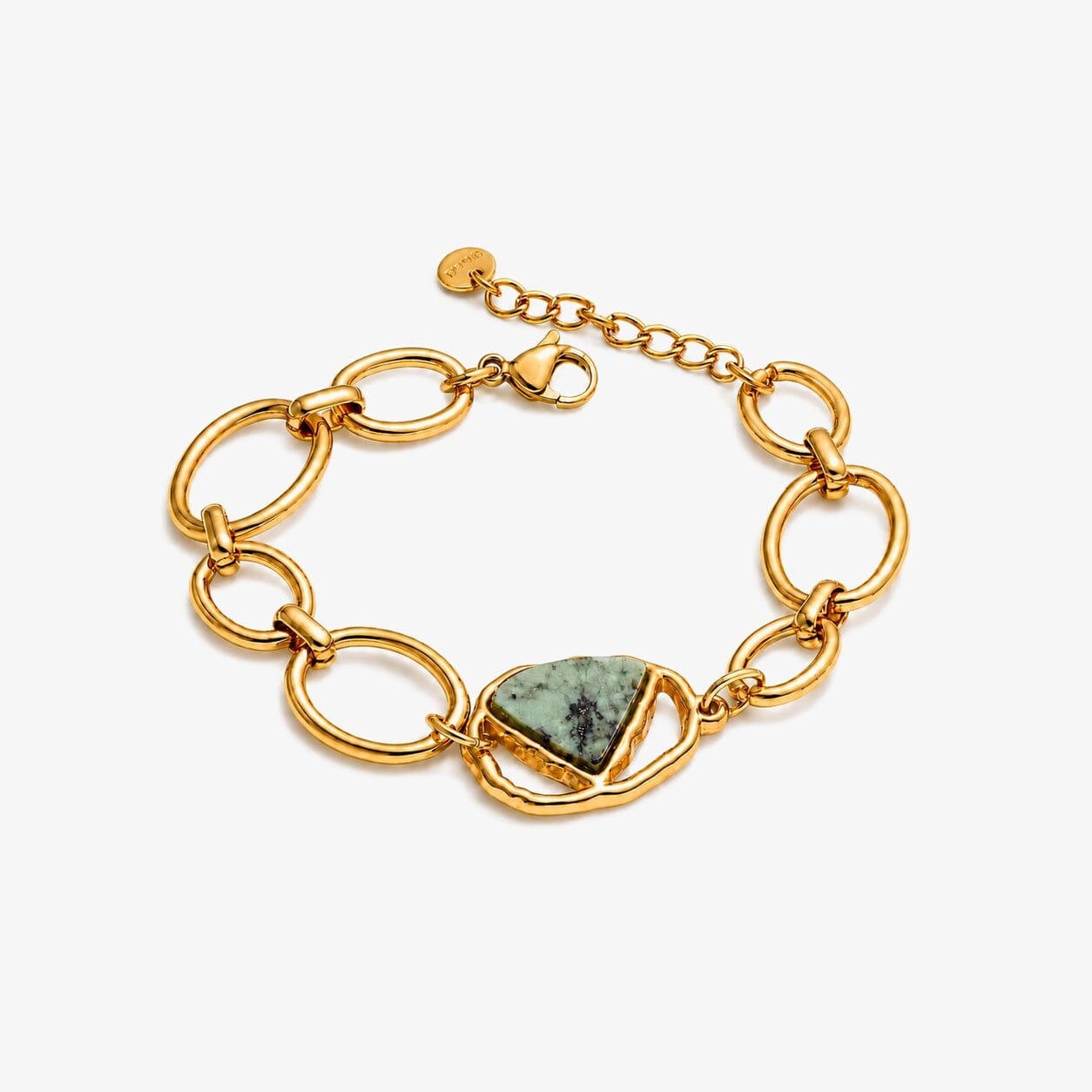 Pulsera Con Piedra Natural Enchapado En Oro 18K