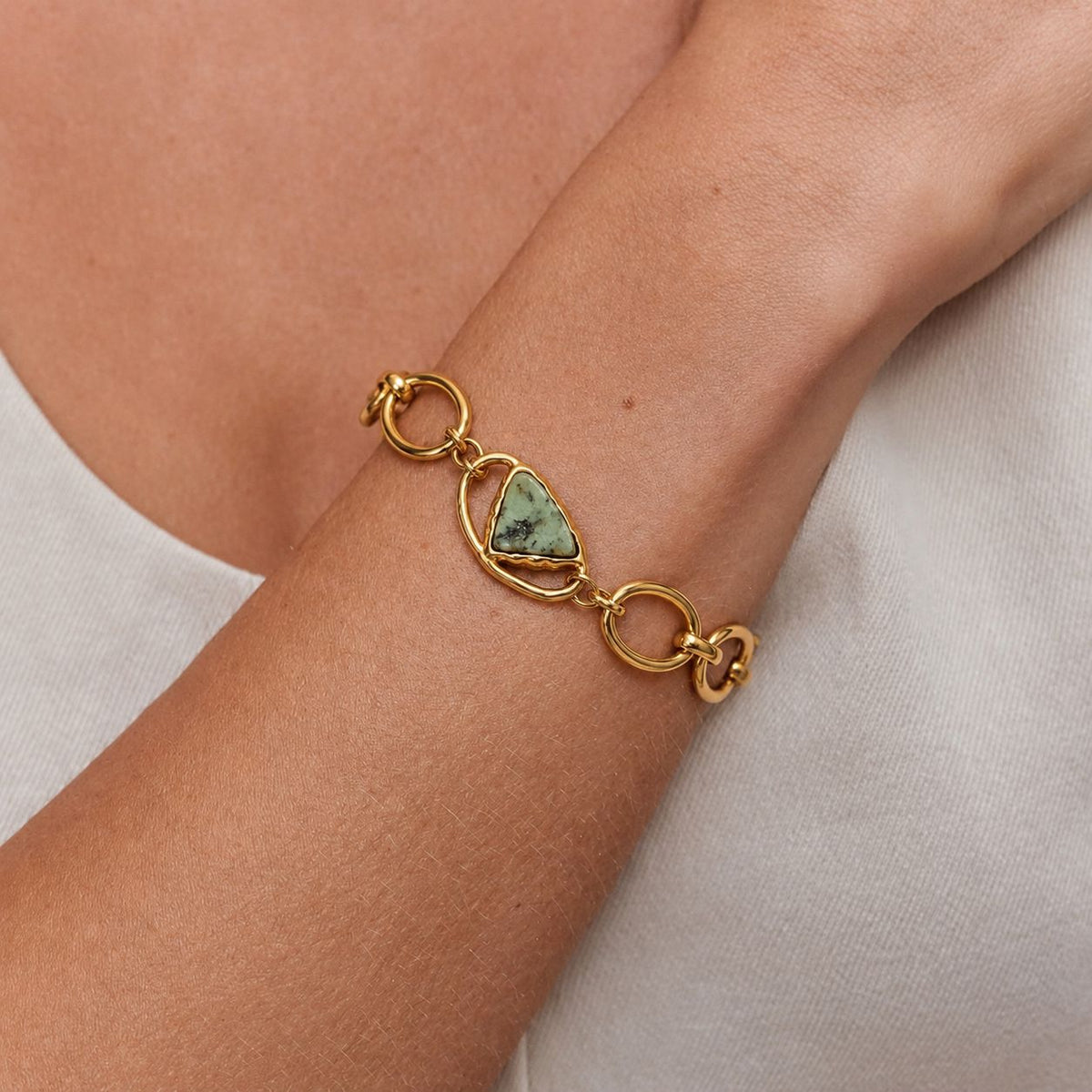 Pulsera Con Piedra Natural Enchapado En Oro 18K Pulsera 07 ZAPRINI Oro 