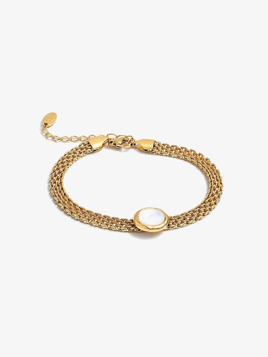 Pulsera De Cadena Gruesa Con Piedra Enchapado En Oro 18K Pulsera 14 ZAPRINI 