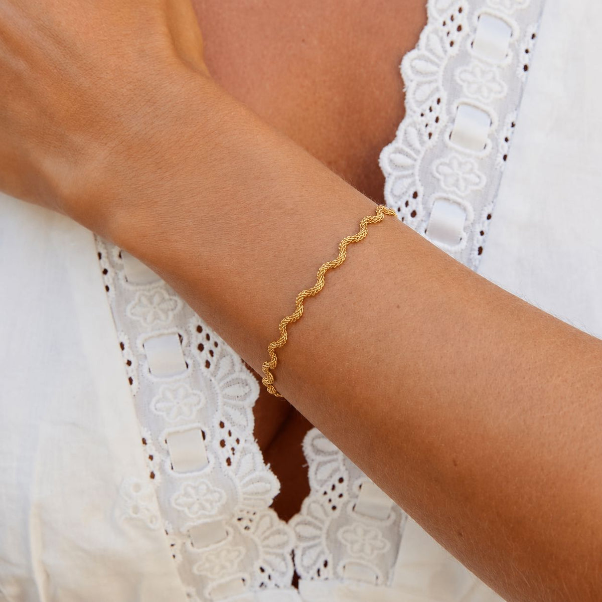 Pulsera De Cadena Trenzada Enchapado En Oro 18K Pulsera 05 ZAPRINI Oro 