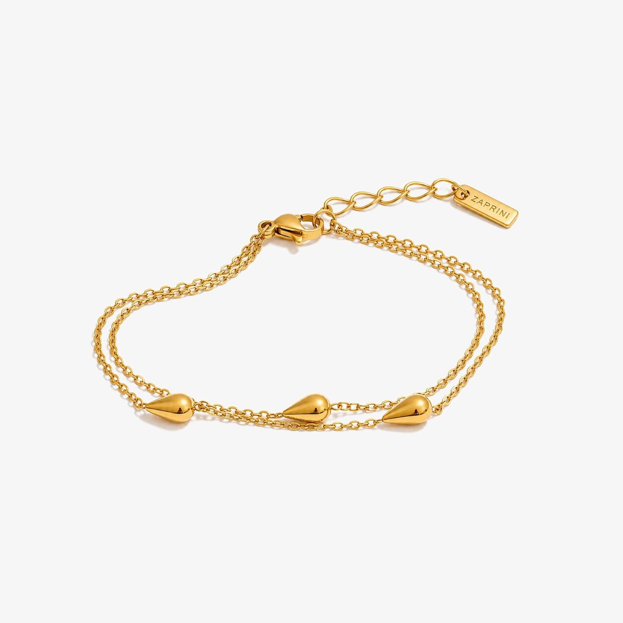 Pulsera Doble Con Colgantes En Forma De Gota Enchapado En Oro 18K Pulsera 13 ZAPRINI 