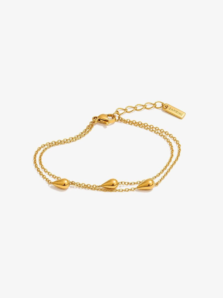 Pulsera Doble Con Colgantes En Forma De Gota Enchapado En Oro 18K Pulsera 13 ZAPRINI 