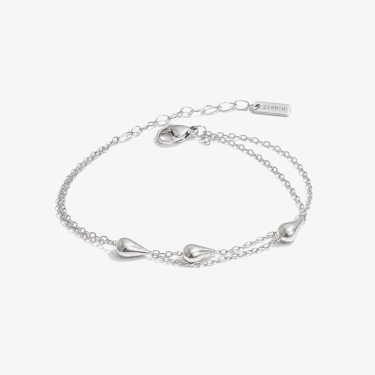 Pulsera Doble Con Colgantes En Forma De Gota Enchapado En Oro 18K Pulsera 13 ZAPRINI Plata 